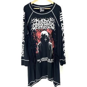 Killstar Tunic Top Dress Size XXL Black Dearly Departed Flared Goth Metal Lace